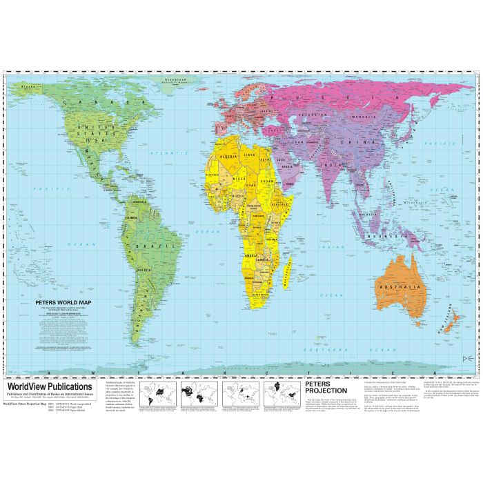 WorldView Peters Map - FLAT PAPER